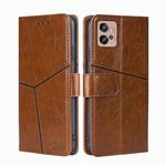 For Motorola Moto G32 4G Geometric Stitching Leather Phone Case(Light Brown)