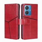 For vivo iQOO Z6 44W/vivo T1 Snapdragon 680 Geometric Stitching Leather Phone Case(Red)