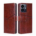 For vivo Y77 5G Global Geometric Stitching Leather Phone Case(Dark Brown)