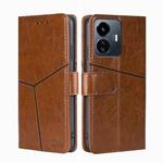 For vivo Y77 5G Global Geometric Stitching Leather Phone Case(Light Brown)