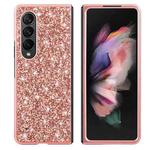 For Samsung Galaxy Z Fold4 Glitter Powder Shockproof TPU Protective Case(Rose Gold)