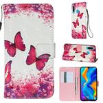 For Huawei P30 Lite 3D Painting Horizontal Flip Leather Case with Holder & Card Slot & Wallet & Lanyard(Rose Butterfly)