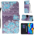 For Huawei P30 Lite 3D Painting Horizontal Flip Leather Case with Holder & Card Slot & Wallet & Lanyard(Blue Flower)