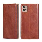 For Motorola Moto G32 4G Gloss Oil Solid Color Magnetic Leather Phone Case(Brown)