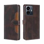 For vivo Y77 5G Global Skin Feel Magnetic Buckle Leather Phone Case(Brown)