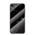 For iPhone SE 2022 / SE 2020 Marble Pattern Glass + TPU Protective Case(Black)