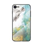 For iPhone SE 2022 / SE 2020 Marble Pattern Glass + TPU Protective Case(Flying Pigeon)