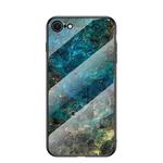 For iPhone SE 2022 / SE 2020 Marble Pattern Glass + TPU Protective Case(Emerald)