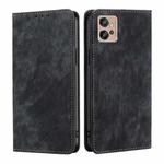 For Motorola Moto G32 4G RFID Anti-theft Brush Magnetic Leather Phone Case(Black)