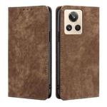 For Realme GT2 Explorer Master RFID Anti-theft Brush Magnetic Leather Phone Case(Brown)