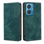For vivo iQOO Z6 44W/T1 Snapdragon 680 RFID Anti-theft Brush Magnetic Leather Phone Case(Green)