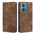 For vivo iQOO Z6 44W/T1 Snapdragon 680 RFID Anti-theft Brush Magnetic Leather Phone Case(Brown)