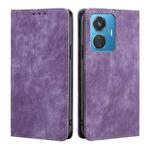 For vivo iQOO Z6 44W/T1 Snapdragon 680 RFID Anti-theft Brush Magnetic Leather Phone Case(Purple)