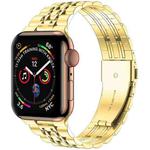 Seven-bead Ultra-thin Stainless Steel Watch Band For Apple Watch Ultra 49mm / Series 8&7 45mm / SE 2&6&SE&5&4 44mm / 3&2&1 42mm(Gold)