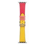 Single Lap Microfiber Leather Watch Band For Apple Watch Ultra 49mm / Series 8&7 45mm / SE 2&6&SE&5&4 44mm / 3&2&1 42mm(Rose Red + Yellow)