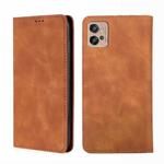 For Motorola Moto G32 4G Skin Feel Magnetic Horizontal Flip Leather Phone Case(Light Brown)