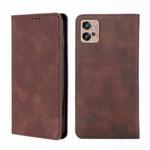 For Motorola Moto G32 4G Skin Feel Magnetic Horizontal Flip Leather Phone Case(Dark Brown)