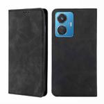 For vivo iQOO Z6 44W/T1 Snapdragon 680 Skin Feel Magnetic Horizontal Flip Leather Phone Case(Black)