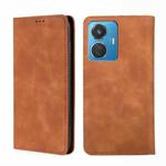 For vivo iQOO Z6 44W/T1 Snapdragon 680 Skin Feel Magnetic Horizontal Flip Leather Phone Case(Light Brown)