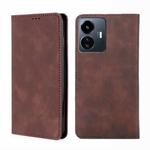 For vivo Y77 5G Global Skin Feel Magnetic Horizontal Flip Leather Phone Case(Dark Brown)