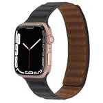 Magnetic Two-color Loop Slim Leather Watch Band For Apple Watch Ultra 49mm / Series 8&7 45mm / SE 2&6&SE&5&4 44mm / 3&2&1 42mm(Black)