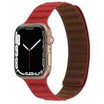 Magnetic Two-color Loop Slim Leather Watch Band For Apple Watch Ultra 49mm / Series 8&7 45mm / SE 2&6&SE&5&4 44mm / 3&2&1 42mm(Red)