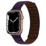 Magnetic Two-color Loop Slim Leather Watch Band For Apple Watch Ultra 49mm / Series 8&7 45mm / SE 2&6&SE&5&4 44mm / 3&2&1 42mm(Crimson Cherry)