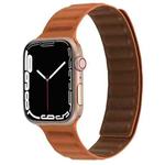 Magnetic Two-color Loop Slim Leather Watch Band For Apple Watch Ultra 49mm / Series 8&7 45mm / SE 2&6&SE&5&4 44mm / 3&2&1 42mm(Golden Brown)