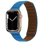 Magnetic Two-color Loop Slim Leather Watch Band For Apple Watch Ultra 49mm / Series 8&7 45mm / SE 2&6&SE&5&4 44mm / 3&2&1 42mm(Chrysanthemum Blue)