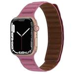 Magnetic Two-color Loop Slim Leather Watch Band For Apple Watch Ultra 49mm / Series 8&7 45mm / SE 2&6&SE&5&4 44mm / 3&2&1 42mm(Rose Pink)