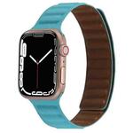 Magnetic Two-color Loop Slim Leather Watch Band For Apple Watch Series 8&7 41mm / SE 2&6&SE&5&4 40mm / 3&2&1 38mm(Lake Blue)