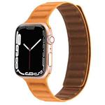 Magnetic Two-color Loop Slim Leather Watch Band For Apple Watch Series 9&8&7 41mm / SE 3&SE 2&6&SE&5&4 40mm / 3&2&1 38mm(Cordyceps)