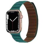 Magnetic Two-color Loop Slim Leather Watch Band For Apple Watch Series 8&7 41mm / SE 2&6&SE&5&4 40mm / 3&2&1 38mm(Malachite Green)