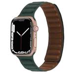 Magnetic Two-color Loop Slim Leather Watch Band For Apple Watch Series 9&8&7 41mm / SE 3&SE 2&6&SE&5&4 40mm / 3&2&1 38mm(Fir Green)