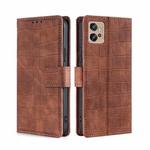 For Motorola Moto G32 4G Skin Feel Crocodile Magnetic Clasp Leather Phone Case(Brown)