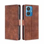 For vivo iQOO Z6 44W/T1 Snapdragon 680 Skin Feel Crocodile Magnetic Clasp Leather Phone Case(Brown)