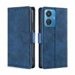 For vivo iQOO Z6 44W/T1 Snapdragon 680 Skin Feel Crocodile Magnetic Clasp Leather Phone Case(Blue)