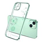 For iPhone 14 Electroplating Diamond Dandelion TPU Phone Case (Green)