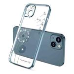 For iPhone 14 Plus Electroplating Diamond Dandelion TPU Phone Case (Navy Blue)