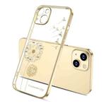 For iPhone 14 Plus Electroplating Diamond Dandelion TPU Phone Case (Gold)