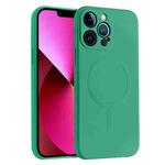 For iPhone 14 Plus Liquid Silicone Full Coverage Magsafe Phone Case (Dark Green)