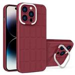 For iPhone 14 Pro Cube Lens Holder TPU + PC Phone Case(Wine Red)