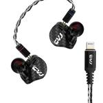 CVJ-CVM Dual Magnetic Ring Iron Hybrid Drive Fashion In-Ear Wired Earphone With Mic Version(Black)
