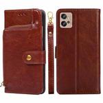 For Motorola Moto G32 4G Zipper Bag Leather Phone Case(Brown)