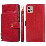 For Motorola Moto G32 4G Zipper Bag Leather Phone Case(Red)