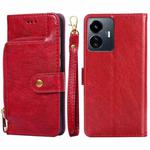 For vivo Y77 5G Global Zipper Bag Leather Phone Case(Red)