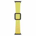 Black Square Buckle Silicone Watch Band For Apple Watch Ultra 49mm / Series 8&7 45mm / SE 2&6&SE&5&4 44mm / 3&2&1 42mm(Light Lime Yellow)