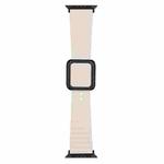 Black Square Buckle Silicone Watch Band For Apple Watch Ultra 49mm / Series 8&7 45mm / SE 2&6&SE&5&4 44mm / 3&2&1 42mm(Starlight)