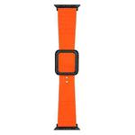 Black Square Buckle Silicone Watch Band For Apple Watch Ultra 49mm / Series 8&7 45mm / SE 2&6&SE&5&4 44mm / 3&2&1 42mm(Orange)