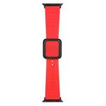 Black Square Buckle Silicone Watch Band For Apple Watch Ultra 49mm / Series 8&7 45mm / SE 2&6&SE&5&4 44mm / 3&2&1 42mm(Red)